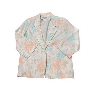 Alfred‎ Dunner Womens 10 Pastel Floral Print Open Front Blazer Suit Jacket  USA